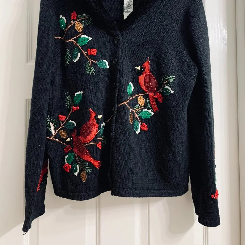 Tiara International Vintage Women's Red Cardinal Sweater, Size M - Picture 2 of 6